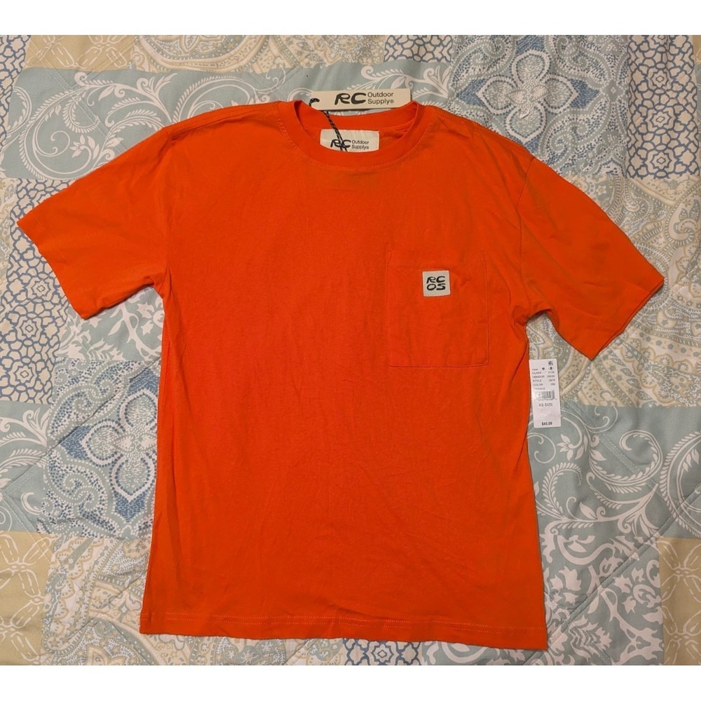 NEW RC Outdoor Supply RCOS Men's XS Orange Pocket T-Shirt (MSRP $45)